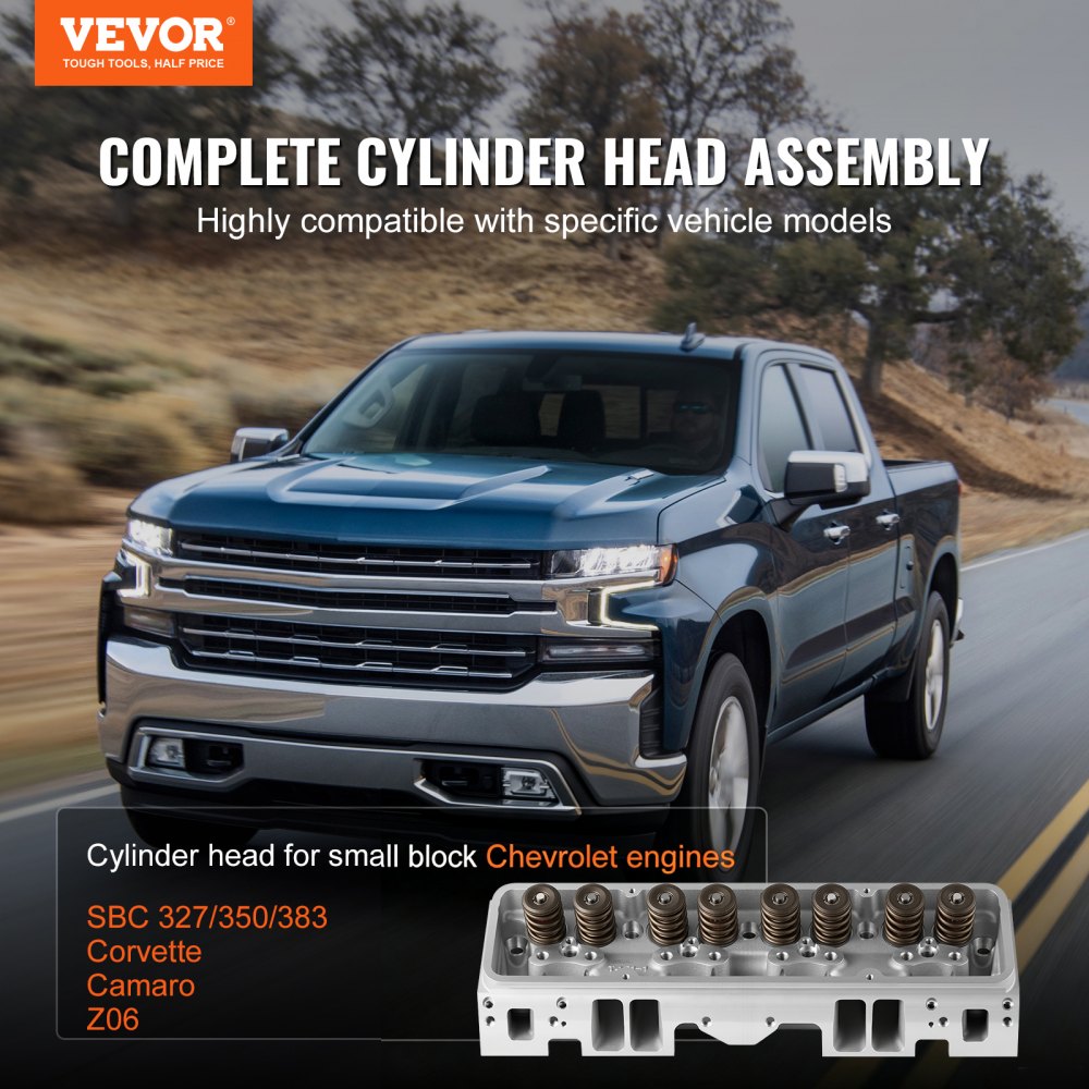 VEVOR Engine Cylinder Head Assembly Replacement, Aluminum Engine Cylinder Head Kit, Compatible with Small Block