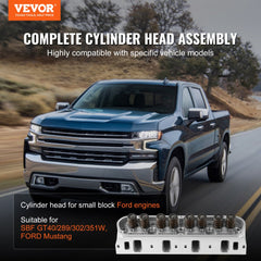 VEVOR Engine Cylinder Head Assembly Replacement, Aluminum Engine Cylinder Head, Compatible with Small Block Ford