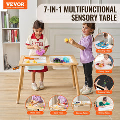 VEVOR Sensory Table for Toddlers, Kids Activity Table with 3 Foldable Storage Bins & Paper Roll Holder, Indoor/Outdoor