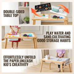 VEVOR Sensory Table for Toddlers, Kids Activity Table with 3 Foldable Storage Bins & Paper Roll Holder, Indoor/Outdoor