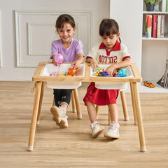 VEVOR Sensory Table and Chairs Set, Toddlers Activity Table with 2 Stools, 2 Storage Bins & Paper Roll Holder