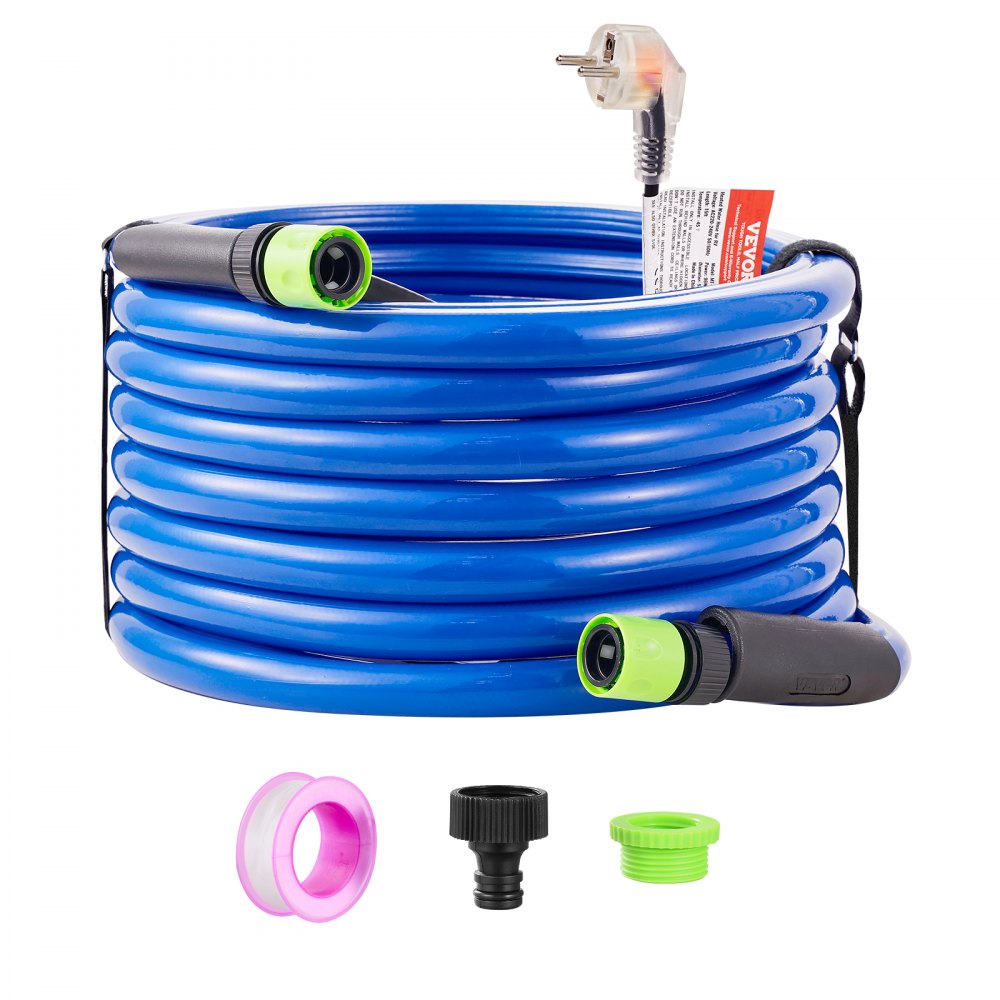 VEVOR 30ft Heated Water Hose for RV, Heated Drinking Water Hose Antifreeze to -45°F, Automatic Self-regulating, 5/8"