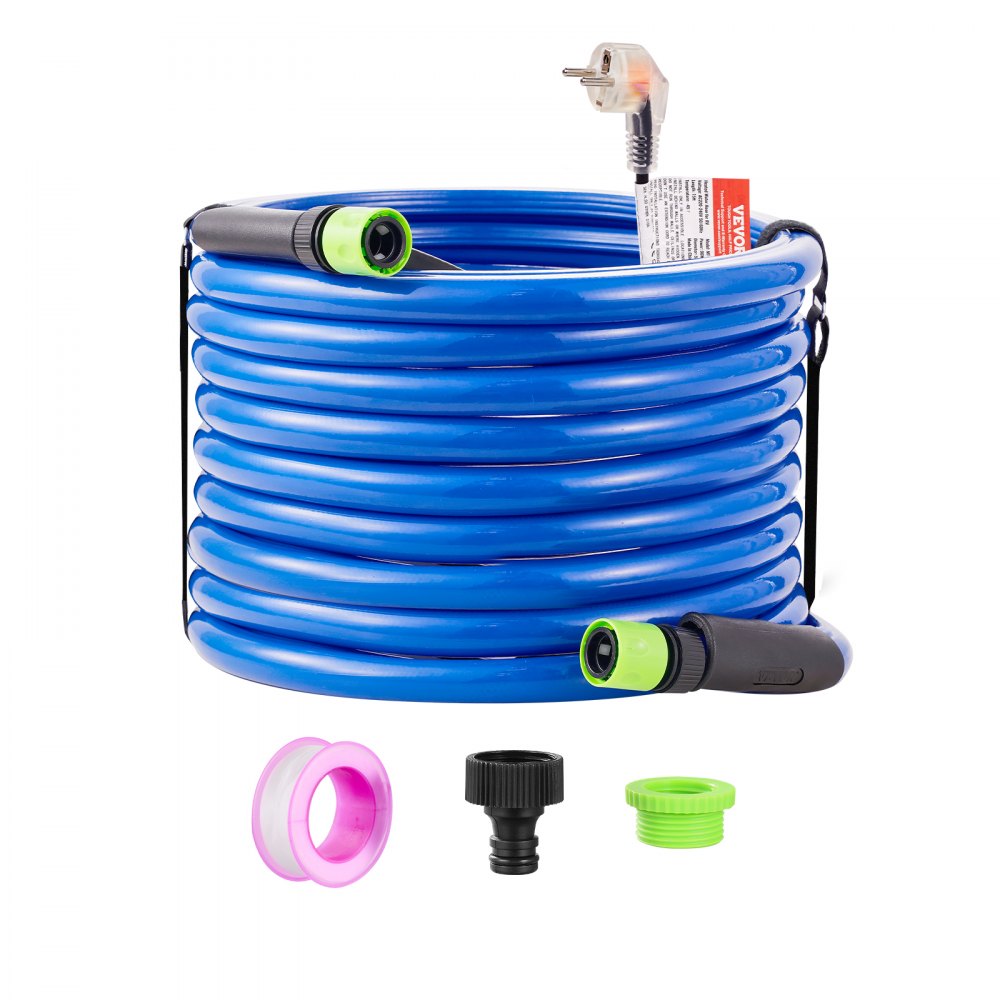 VEVOR 50ft Heated Water Hose for RV, Heated Drinking Water Hose Antifreeze to -45°F, Automatic Self-regulating, 5/8"