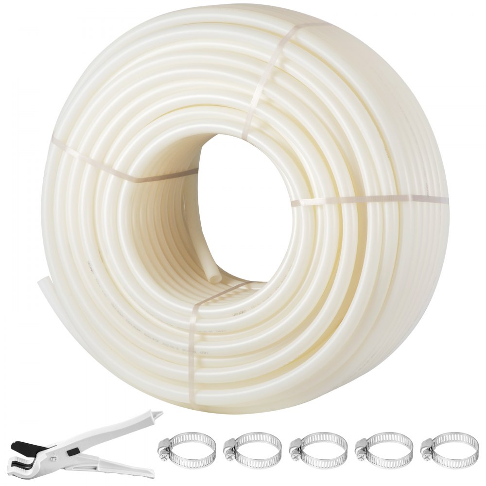 VEVOR PEX Pipe, 1 Inch x 500 FT PEX Tubing, Non Oxygen Barrier White PEX-B Pipe, Flexible PEX Water Line for RV Sewer