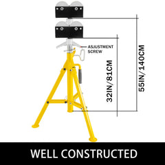 VEVOR Roller Pipe Stand for 1/8 in -12 in Pipes, 2500Lbs Capacity Pipe Stands with Adjustable Height 32"-55", Folding