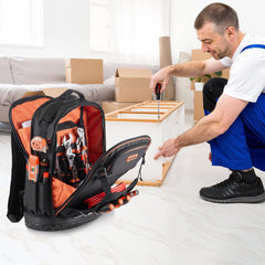 VEVOR Tool Backpack, 65 Pockets, Heavy-duty Tools Storage Organizer Work Bags with Laptop Compartment & Molded Base