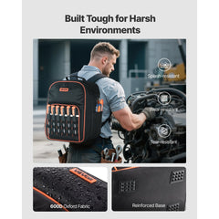VEVOR Tool Backpack, 49 Pockets, Heavy-duty Tools Storage Organizer Work Bags with Laptop Compartment & Reinforced