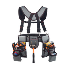 VEVOR Tool Belt, 22 Pockets Tool Pouch with Suspenders for Men, Heavy Duty Adjustable Utility Belt Bag Suspenders for