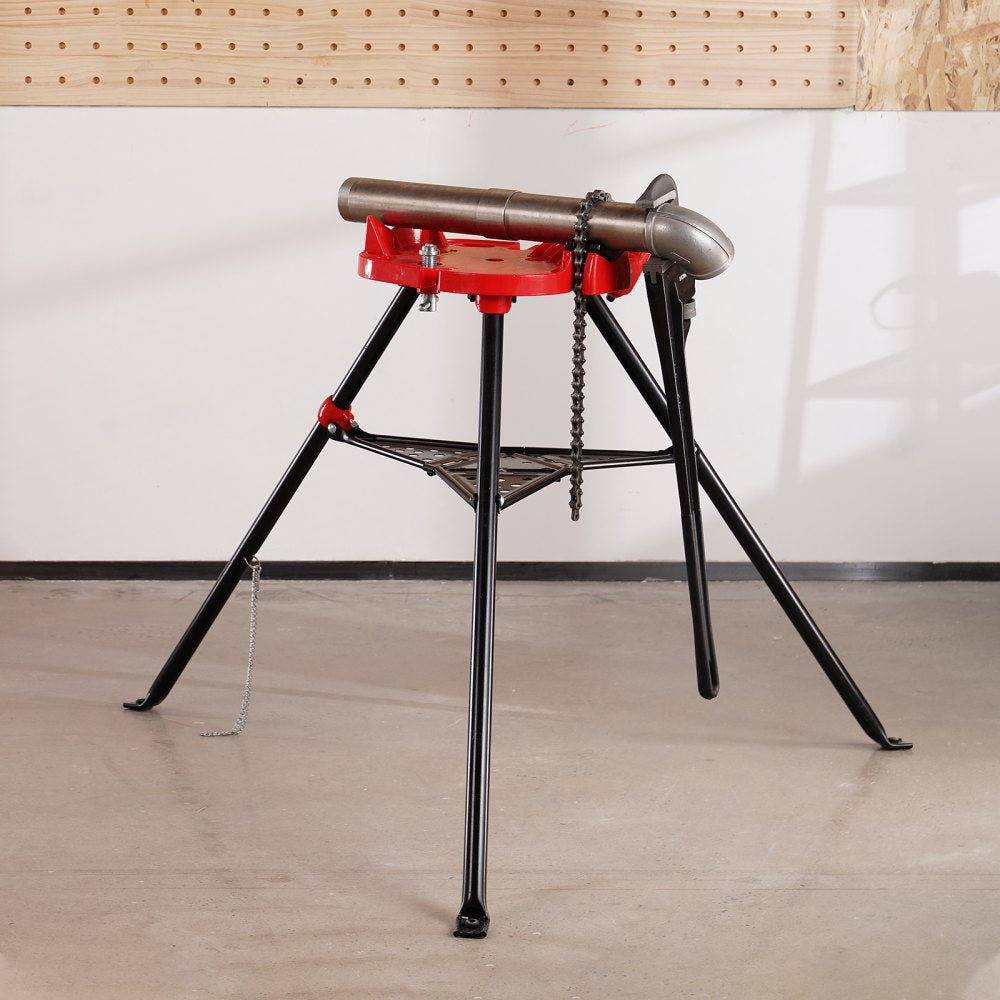 VEVOR 460-6 Tripod Pipe Chain Vise 1/8"-6" Capacity, Pipe Stand Portable Foldable Steel Legs, Pipe Stands with Tool