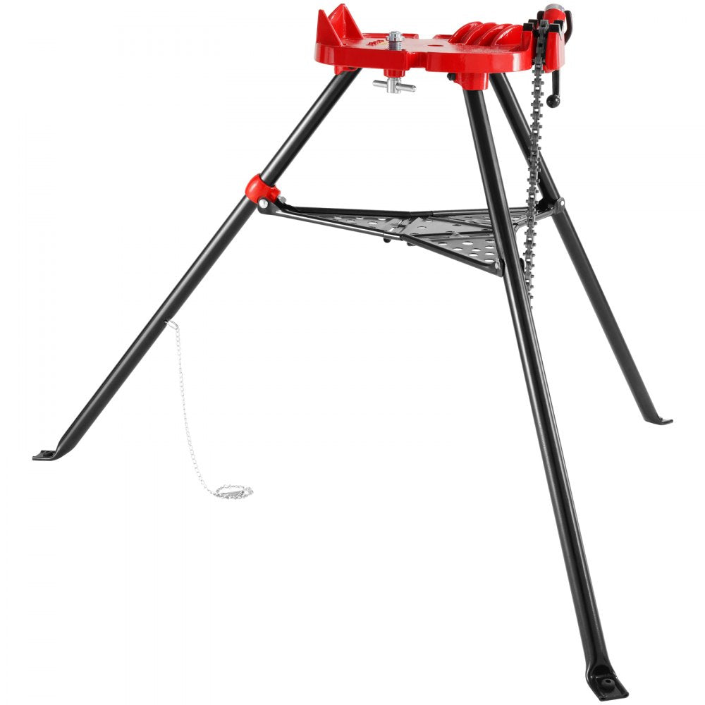 VEVOR 460-6 Tripod Pipe Chain Vise 1/8"-6" Capacity, Pipe Stand Portable Foldable Steel Legs, Pipe Stands with Tool