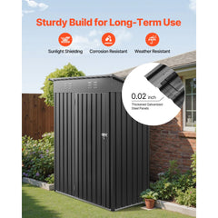 VEVOR 5 x 3 FT Metal Garden Shed, Storage Building with Lockable Door & 2 Louver Vents, Sloped Roof Metal Outdoor