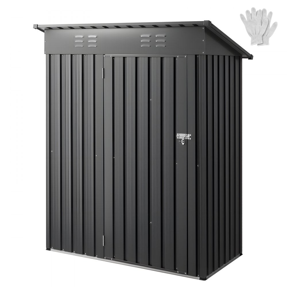 VEVOR 5 x 3 FT Metal Garden Shed, Storage Building with Lockable Door & 2 Louver Vents, Sloped Roof Metal Outdoor