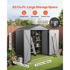 VEVOR 6 x 4 FT Metal Garden Shed, Outdoor Storage Shed with Lockable Doors & 4 Louver Vents, Peak Roof Metal Sheds