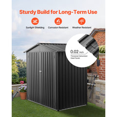 VEVOR 6 x 4 FT Metal Garden Shed, Outdoor Storage Shed with Lockable Doors & 4 Louver Vents, Peak Roof Metal Sheds