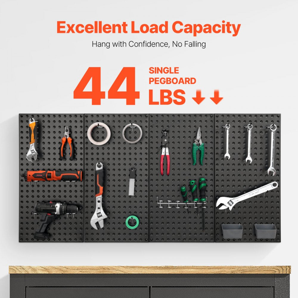 VEVOR Metal Pegboard Panels, 24" x 12" Pegboard, 4 Panels, Heavy Duty Peg Board Wall Organizer with Accessories, for