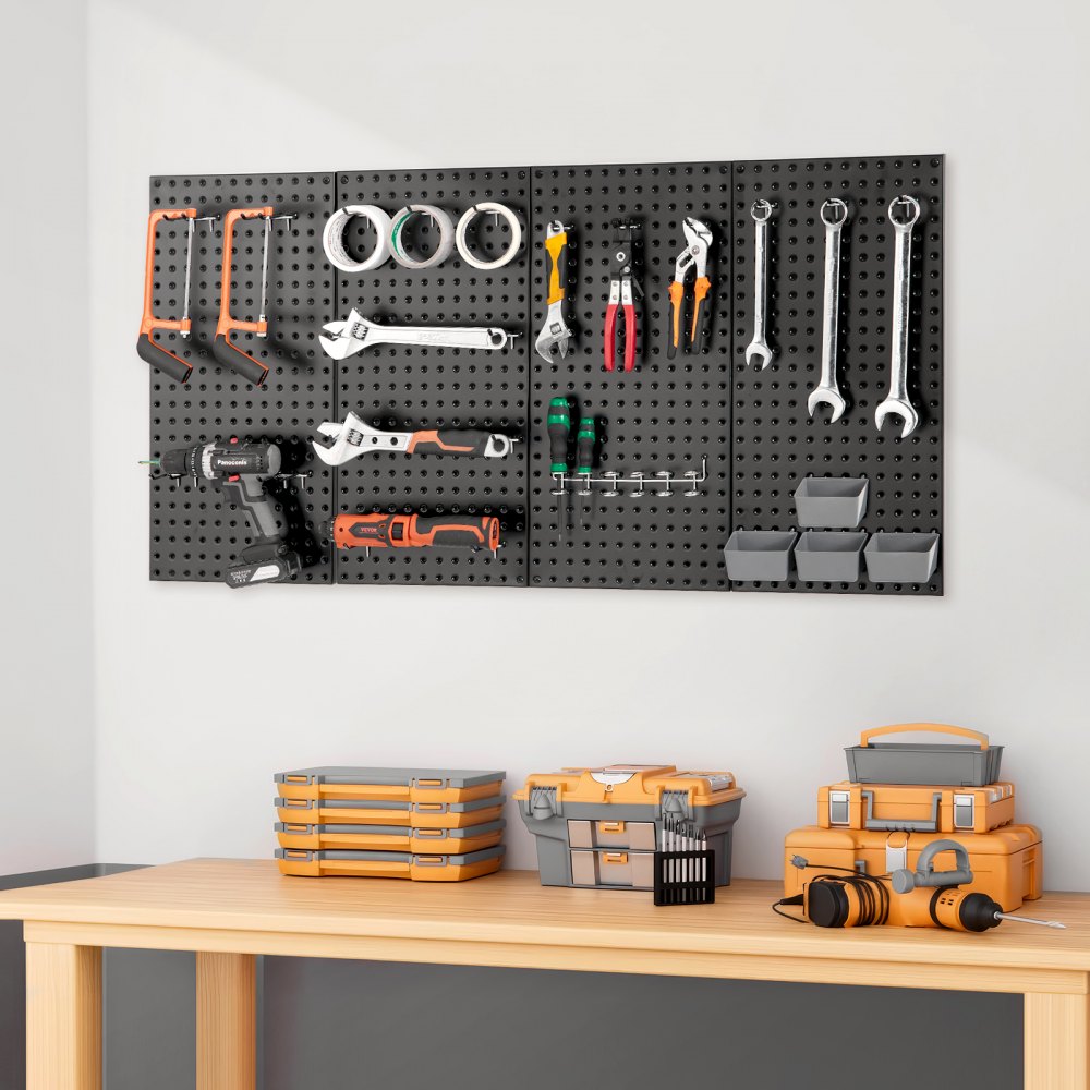 VEVOR Metal Pegboard Panels, 24" x 12" Pegboard, 4 Panels, Heavy Duty Peg Board Wall Organizer with Accessories, for