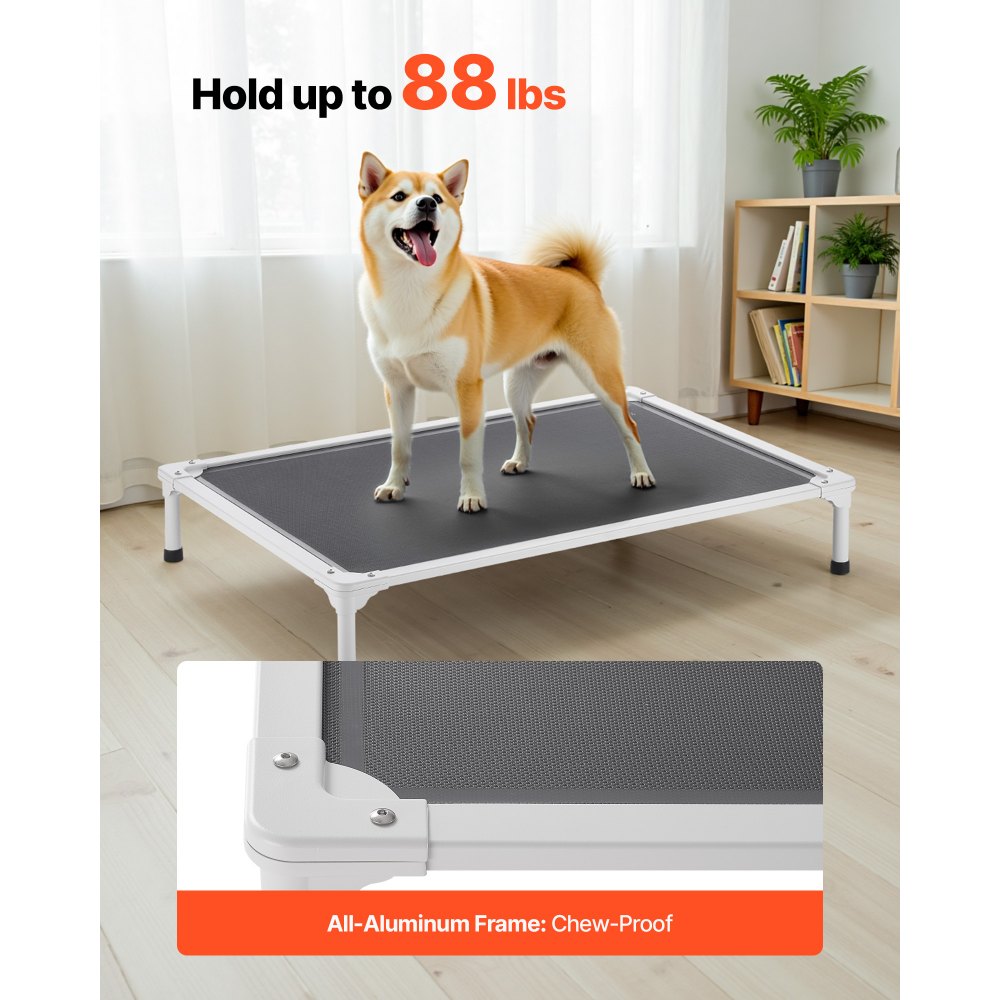 VEVOR Elevated Dog Bed for Large Dogs, Portable Raised Dog Cot with Aluminum Tube Metal Frame and Breathable Textilene