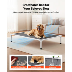 VEVOR Elevated Dog Bed for Large Dogs, Portable Raised Dog Cot with Aluminum Tube Metal Frame and Breathable Textilene