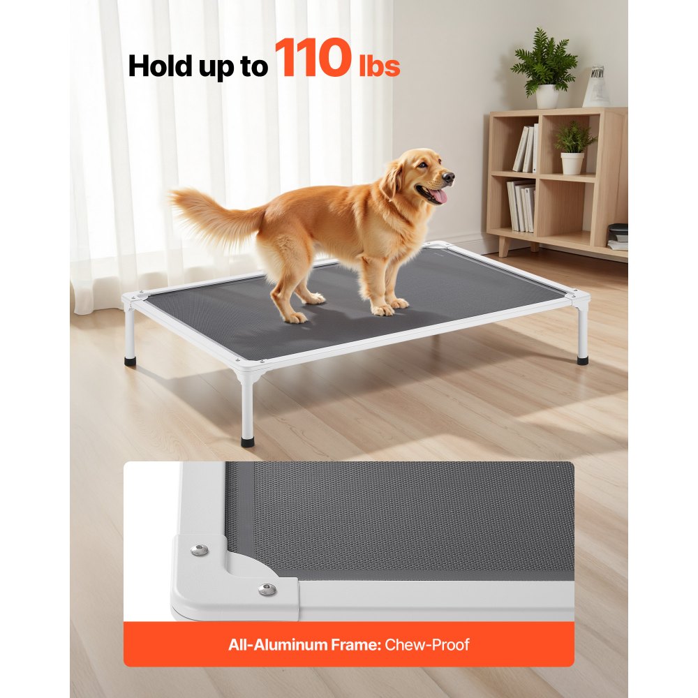 VEVOR Elevated Dog Bed for Large Dogs, Portable Raised Dog Cot with Aluminum Tube Metal Frame and Breathable Textilene