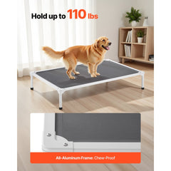 VEVOR Elevated Dog Bed for Large Dogs, Portable Raised Dog Cot with Aluminum Tube Metal Frame and Breathable Textilene