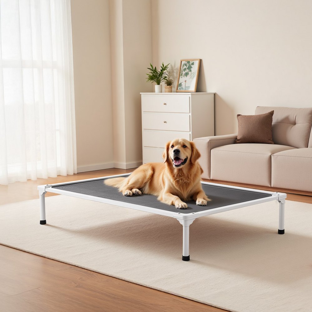 VEVOR Elevated Dog Bed for Large Dogs, Portable Raised Dog Cot with Aluminum Tube Metal Frame and Breathable Textilene