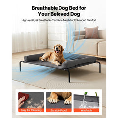 VEVOR Elevated Dog Bed for Large Dogs, Portable Raised Dog Cot with Washable Pillow, Indoor & Outdoor Pet Cooling