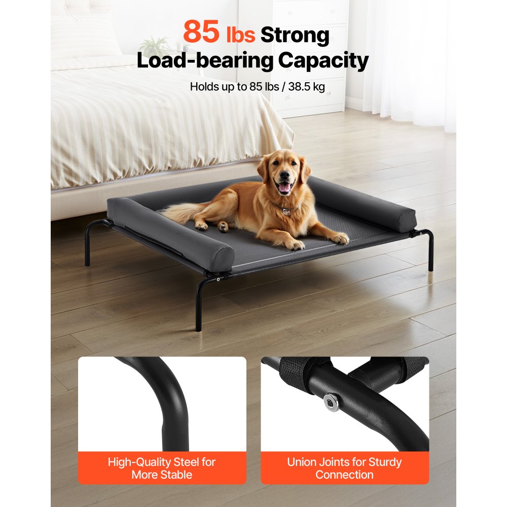VEVOR Elevated Dog Bed for Large Dogs, Portable Raised Dog Cot with Washable Pillow, Indoor & Outdoor Pet Cooling