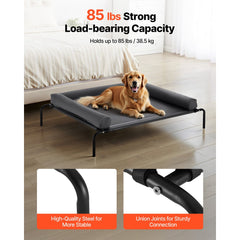 VEVOR Elevated Dog Bed for Large Dogs, Portable Raised Dog Cot with Washable Pillow, Indoor & Outdoor Pet Cooling