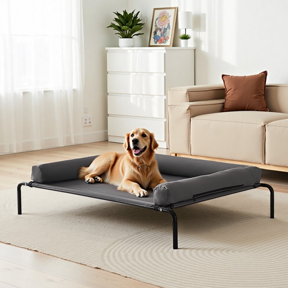 VEVOR Elevated Dog Bed for Large Dogs, Portable Raised Dog Cot with Washable Pillow, Indoor & Outdoor Pet Cooling