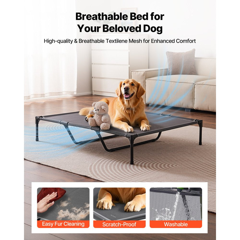 VEVOR Elevated Dog Bed for Large Dogs, Portable Raised Dog Cot with Steel Metal Frame and Breathable Teslin Mesh