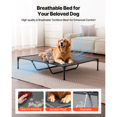 VEVOR Elevated Dog Bed for Large Dogs, Portable Raised Dog Cot with Steel Metal Frame and Breathable Teslin Mesh