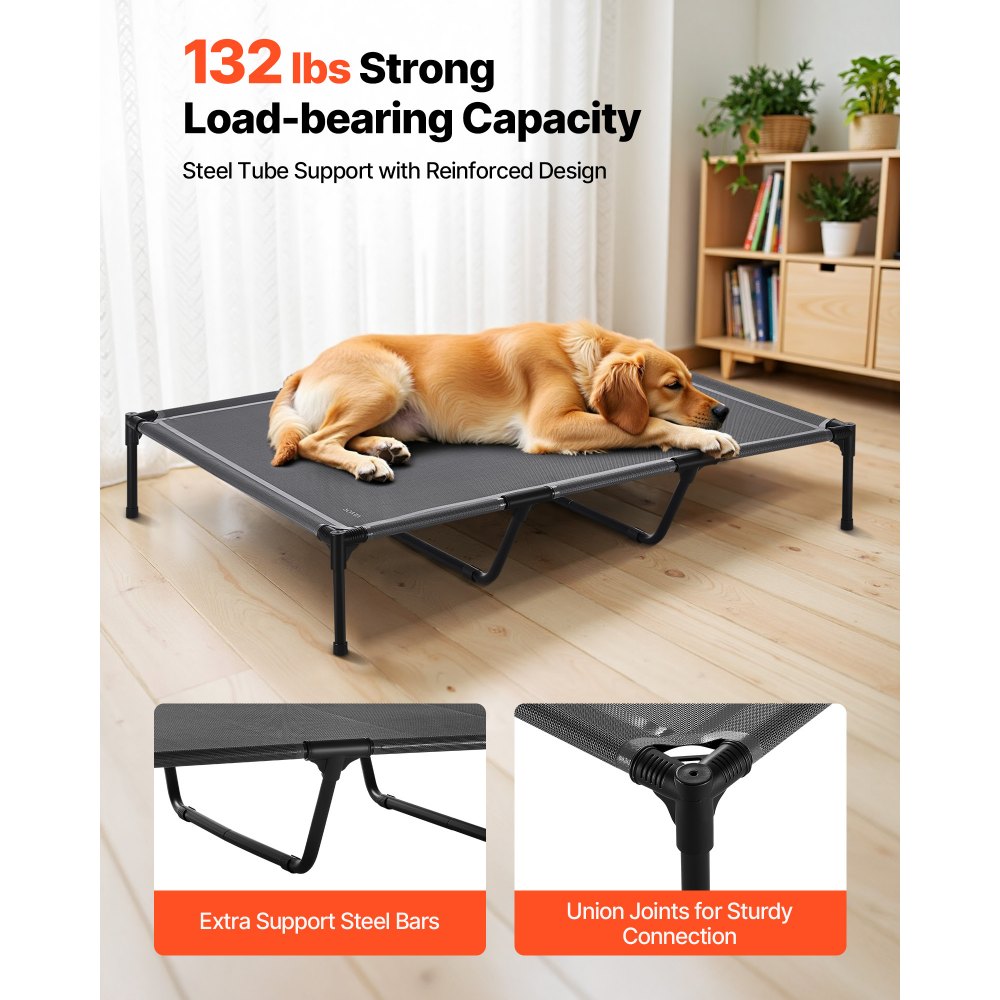 VEVOR Elevated Dog Bed for Large Dogs, Portable Raised Dog Cot with Steel Metal Frame and Breathable Teslin Mesh