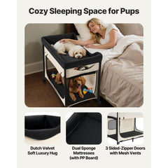 VEVOR Elevated Lounge Pet Bed, Foldable Bunk Dog Bed with 600D Oxford Cloth and Dutch Velvet, Portable Raised Cot with