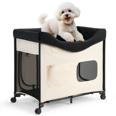 VEVOR Elevated Lounge Pet Bed, Foldable Bunk Dog Bed with 600D Oxford Cloth and Dutch Velvet, Portable Raised Cot with