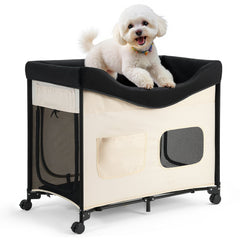 VEVOR Elevated Lounge Pet Bed, Foldable Bunk Dog Bed with 600D Oxford Cloth and Dutch Velvet, Portable Raised Cot with