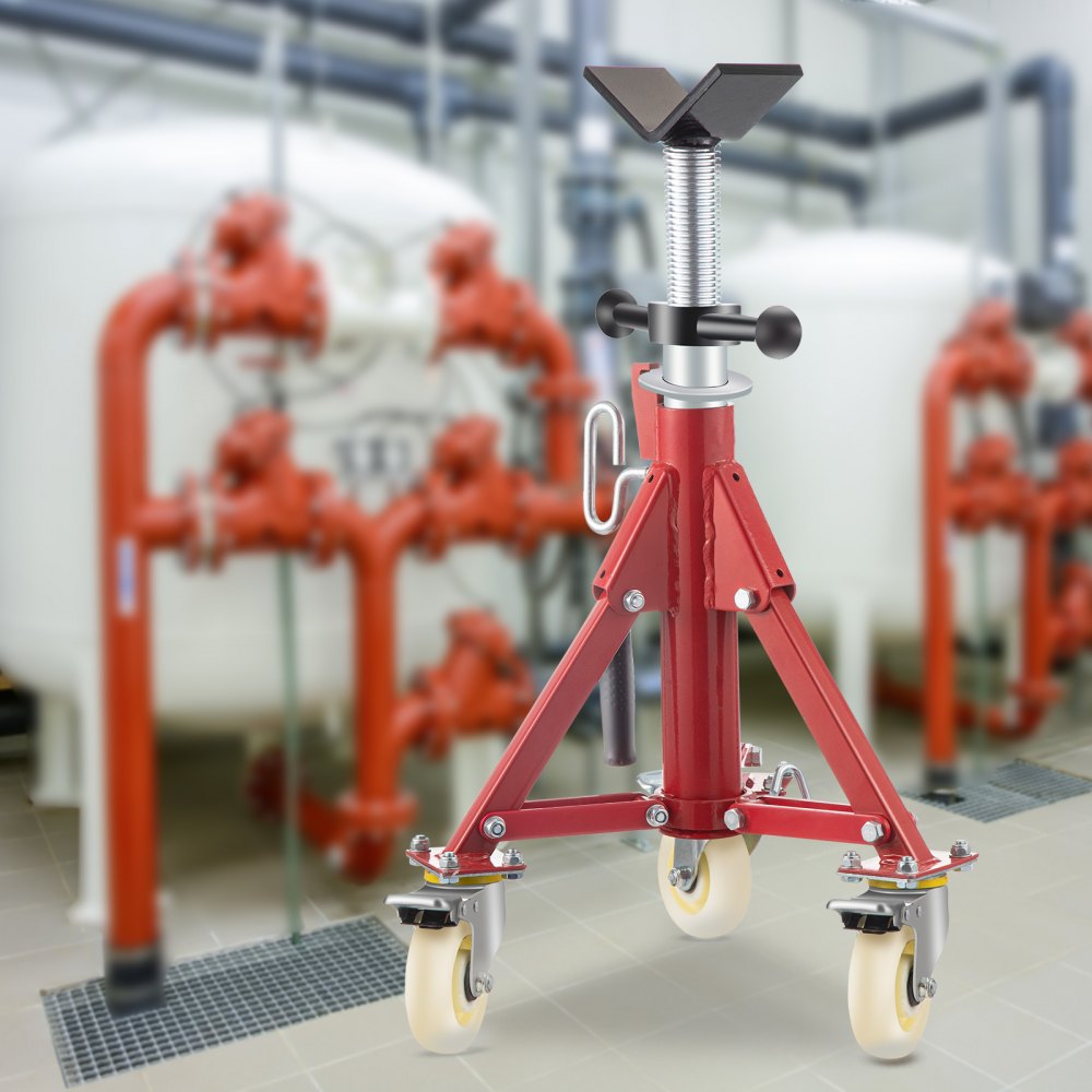 VEVOR Pipe Stand, V Head Pipe Stand Adjustable Height 20-37 Inch, 2500LBS Pipe Stands with Casters, Folding Portable