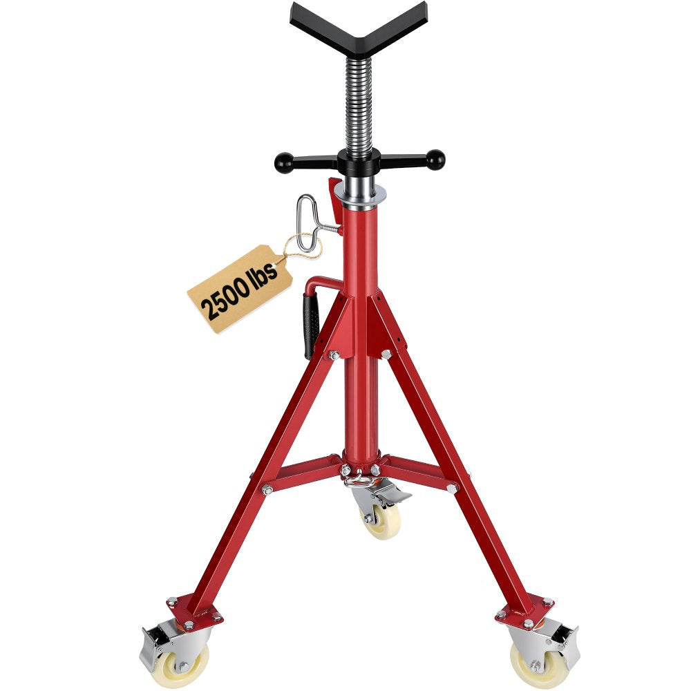 VEVOR Pipe Stand, V Head Pipe Stand Adjustable Height 20-37 Inch, 2500LBS Pipe Stands with Casters, Folding Portable
