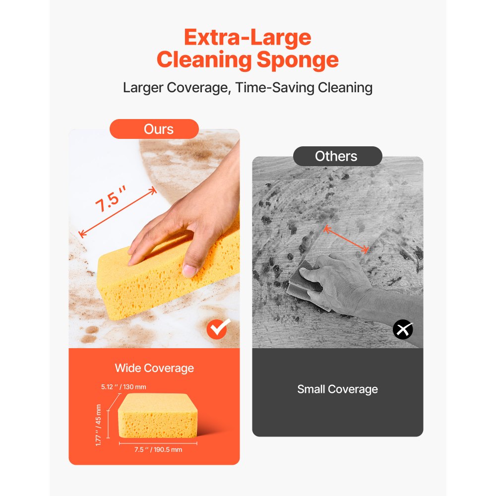 VEVOR Scrub Sponge, 6-Pack Non-Scratch Cleaning Sponges for Home, Bathroom & More, Zero Scratch Dish Scrubber, Large