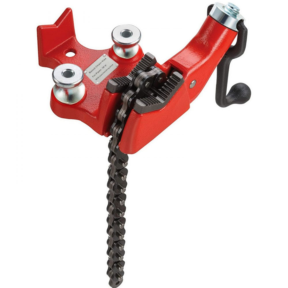 VEVOR Screw Bench Chain Vise 1/8 to 5-Inch Pipe Capacity, Heavy Duty Bench Chain Pipe Vise with Crank Handle