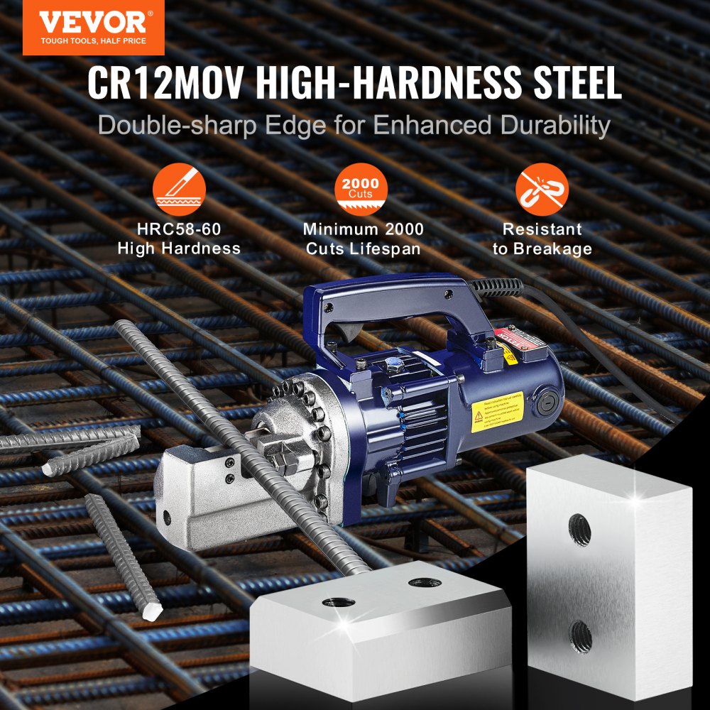 VEVOR Electric Rebar Cutter Blade, 6 PCS 20/22mm Cutting Diameter, HRC58-60 Hard Hydraulic Rebar Blade Replacement Jaw