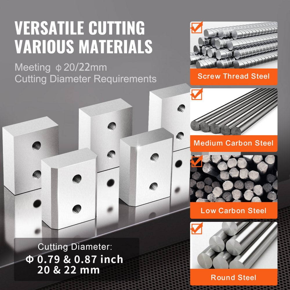 VEVOR Electric Rebar Cutter Blade, 6 PCS 20/22mm Cutting Diameter, HRC58-60 Hard Hydraulic Rebar Blade Replacement Jaw