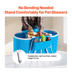 VEVOR Portable Dog Bathtub, Elevated & Foldable Space-saving Pet Shower Station with Quick Drainage, Bathing Tub for