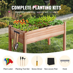 VEVOR Raised Garden Bed, 3.9 x 1.9 x 2.5 ft Wooden Planter Box, Elevated Outdoor Planting Boxes with Legs, for Growing