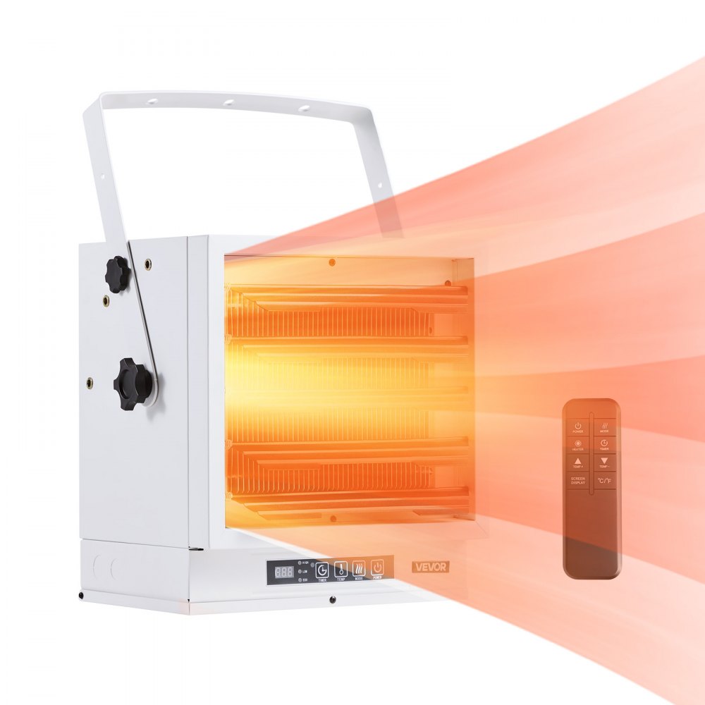 VEVOR Electric Garage Heater, 10000-Watt with Remote Control & 10 Hour Timer & Overheat Protection Wall/Ceiling Mounted