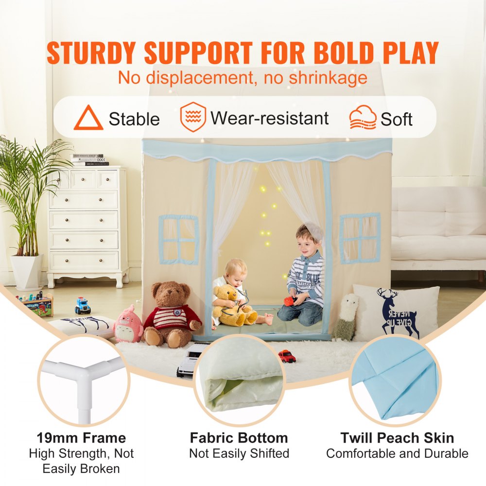 VEVOR Kids Play Tent, Kids Tent for Kids 1-5 Years Old, Toddler Tent with Mat and Tent Lamp, Tent for Kids with Windows