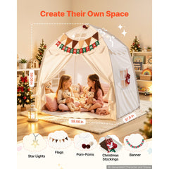 VEVOR Kids Play Tent Fiberglass Frame Playhouse for Kids Padded Mat Beige, for Toddlers Girls Boys, Indoor & Outdoor