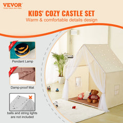 VEVOR Kids Play Tent, Kids Tent for Kids 1-5 Years Old, Toddler Tent with Mat and Tent Lamp, Tent for Kids with Windows