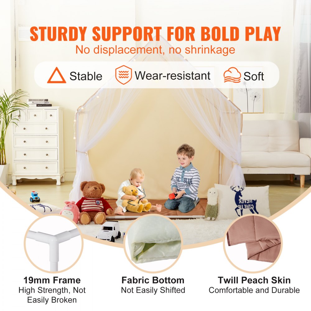 VEVOR Kids Play Tent, Kids Tent for Kids 1-5 Years Old, Toddler Tent with Mat and Tent Lamp, Tent for Kids with Windows