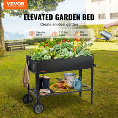 VEVOR Raised Garden Bed, 42.5 x 19.5 x 31.5 inch Galvanized Metal Planter Box, Elevated Outdoor Planting Boxes with