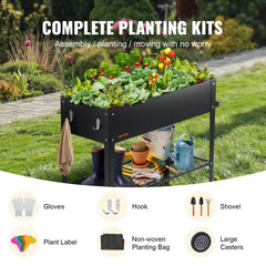 VEVOR Raised Garden Bed, 42.5 x 19.5 x 31.5 inch Galvanized Metal Planter Box, Elevated Outdoor Planting Boxes with